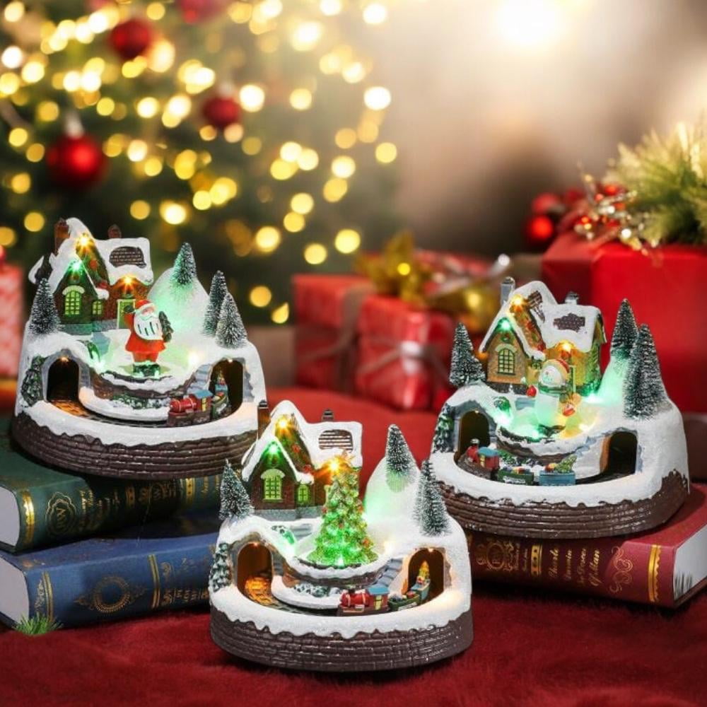 N-ofertas - Villa Navideña Musical Decoración Luz Led Y Movimiento Redonda