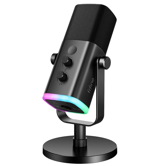 Microfono Ampligame Fifine Am8 Dinamico Usb Xlr Rgb Black
