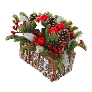 Magideal - Centro De Mesa Navideño, Bonsái En Caja De Madera, Arbol De Navidad Pequeño En Maceta, Decoración De Mesa Navideña Para Escritorio, Repisa, Hogar, Fruto Rojo