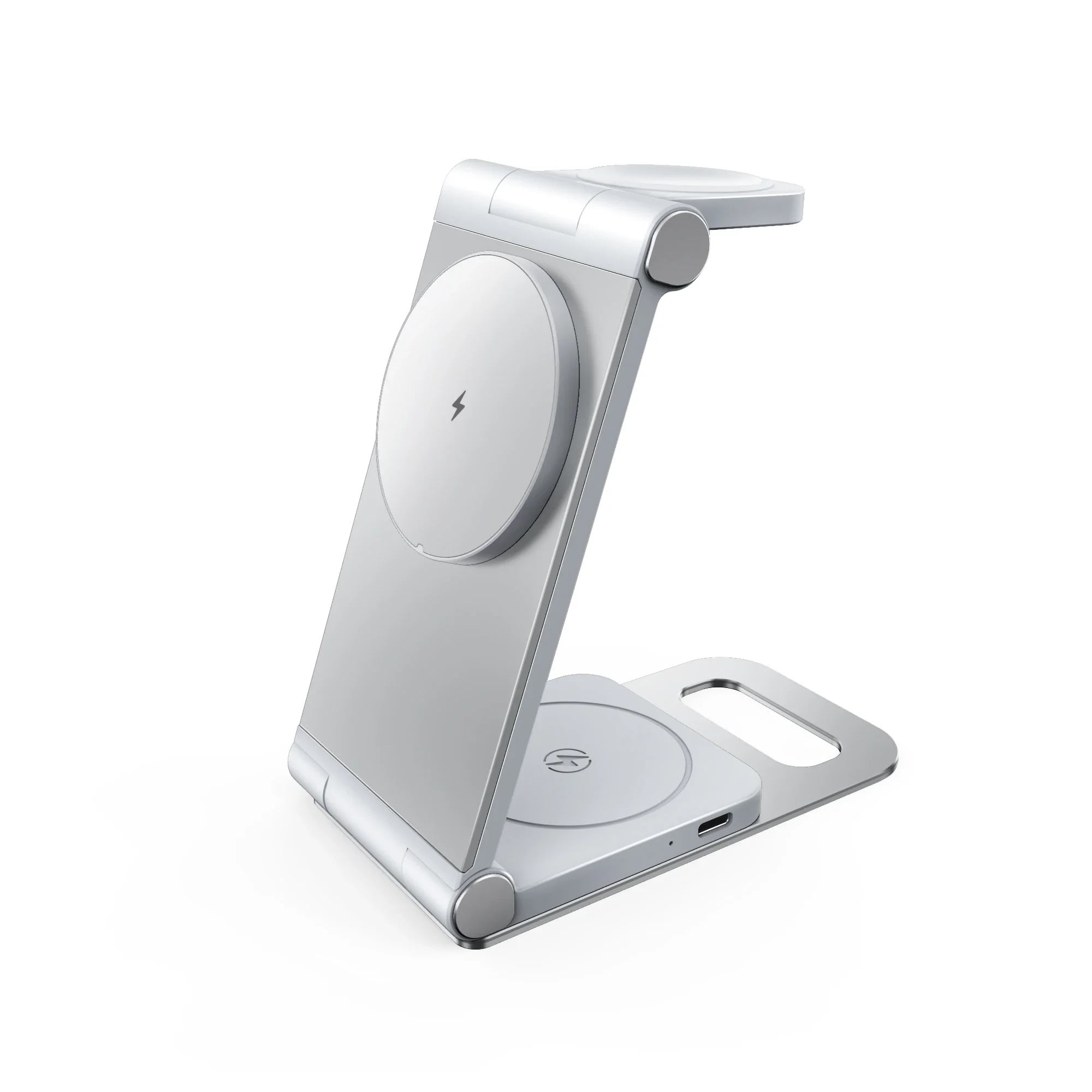 Genérico - Cargador Inalámbrico Para Iphone Samsung Galaxy Qi Fast Charging Pad Para Apple Watch Airpods Pro 2 3-plata