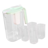 Magideal - Máquina Para Hacer Té Helado Transparente, Jarra Para Bebidas Con 4 Tazas Y Asas, Jarra Grande Para Bebidas, Jarra Para Té Helado Y Café, 2400Ml Verde