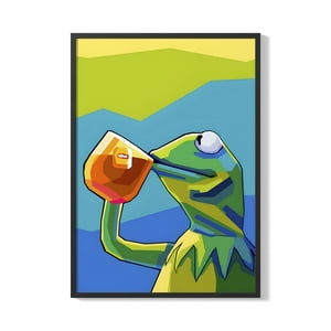 Creango - Cuadro Poster Enmarcado Rana Kermit Meme Decorativo