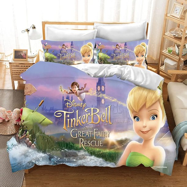 duvet cover pillowcase Tinker Bell fairy, beautiful home room bedroom bedding set kids boy girls duvet cover gift Bed Sheets
