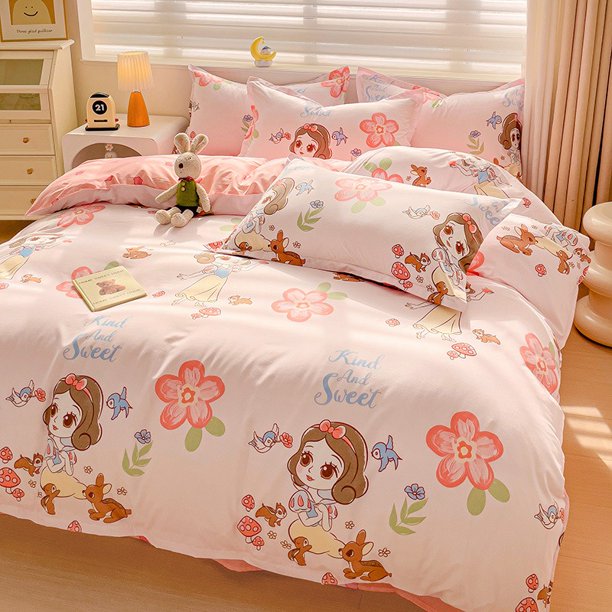 Series Love Print Cartoon Quilt Bedding Set 100% Polyester 3D Digital Printing Kids Bed Bedroom Set Birthday Gift Bed Sheets