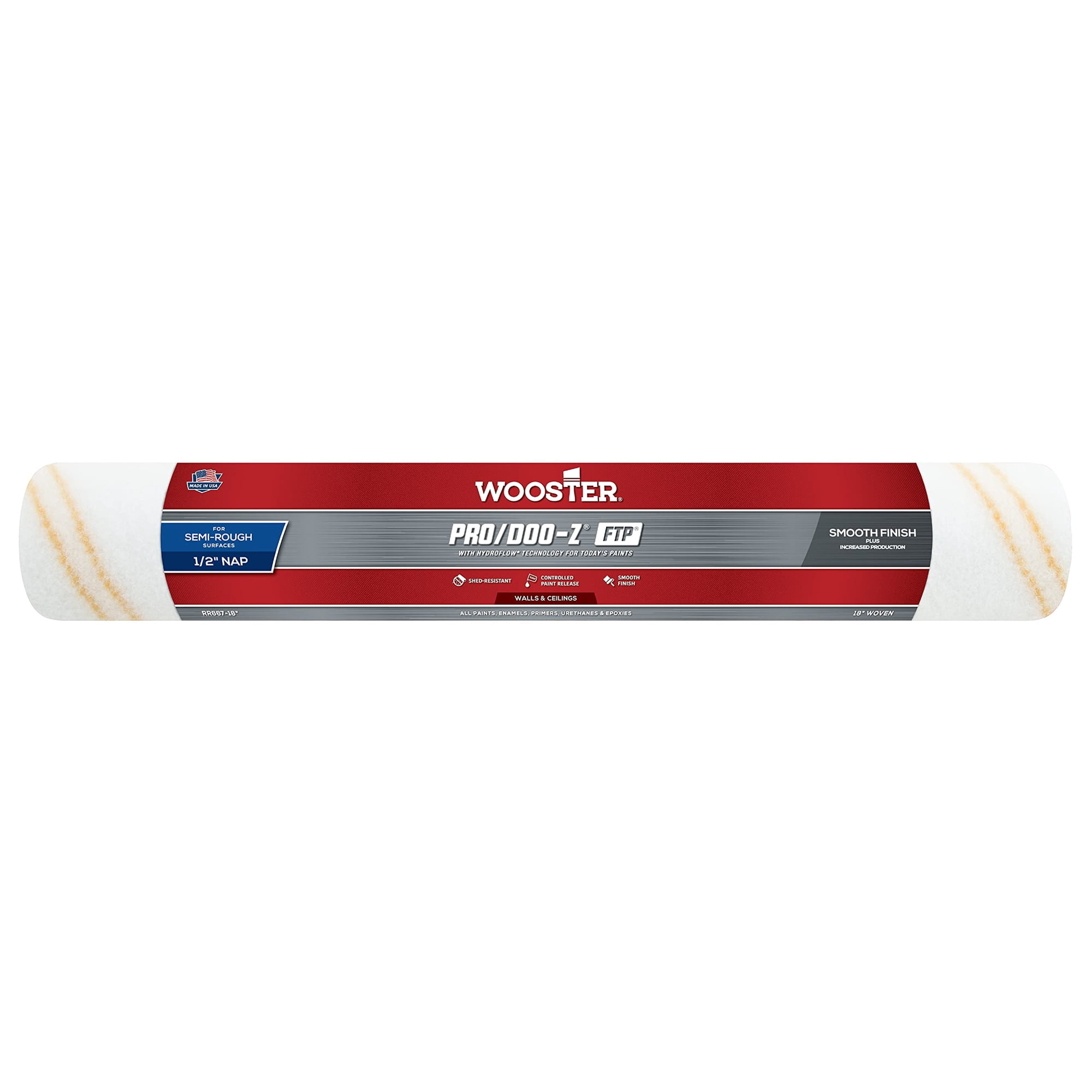 Funda para rodillo de pintura Wooster RR667, 46 cm, 1/2 pulgadas, Nap FTP