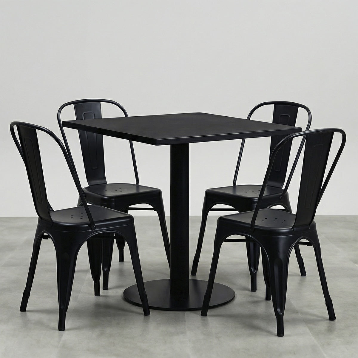 Comedor Restaurante Cafeteria 70x70x74cm 4 Sillas Venhoouse Negro