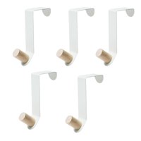 Magideal - 5 Piezas De Ganchos Para Puertas De Armarios Domésticos Sin Perforar, Colgador De Batas, Ganchos Para Abrigos, Colgador De Toallas Para El Hogar, Dorm Blanco
