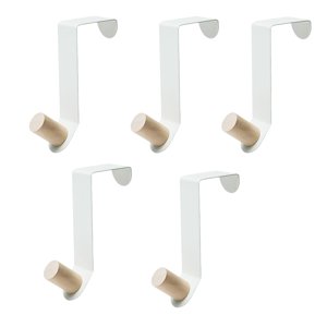 Magideal - 5 Piezas De Ganchos Para Puertas De Armarios Domésticos Sin Perforar, Colgador De Batas, Ganchos Para Abrigos, Colgador De Toallas Para El Hogar, Dorm Blanco