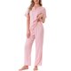 thumbnail image 1 of INSPIRE CHIC Pijamas de Satén para Mujer Camisa de Manga Corta de Seda con Cuello en V y Pantalón Largo Conjunto de Ropa de Dormir Suave S Rosa, 1 of 6