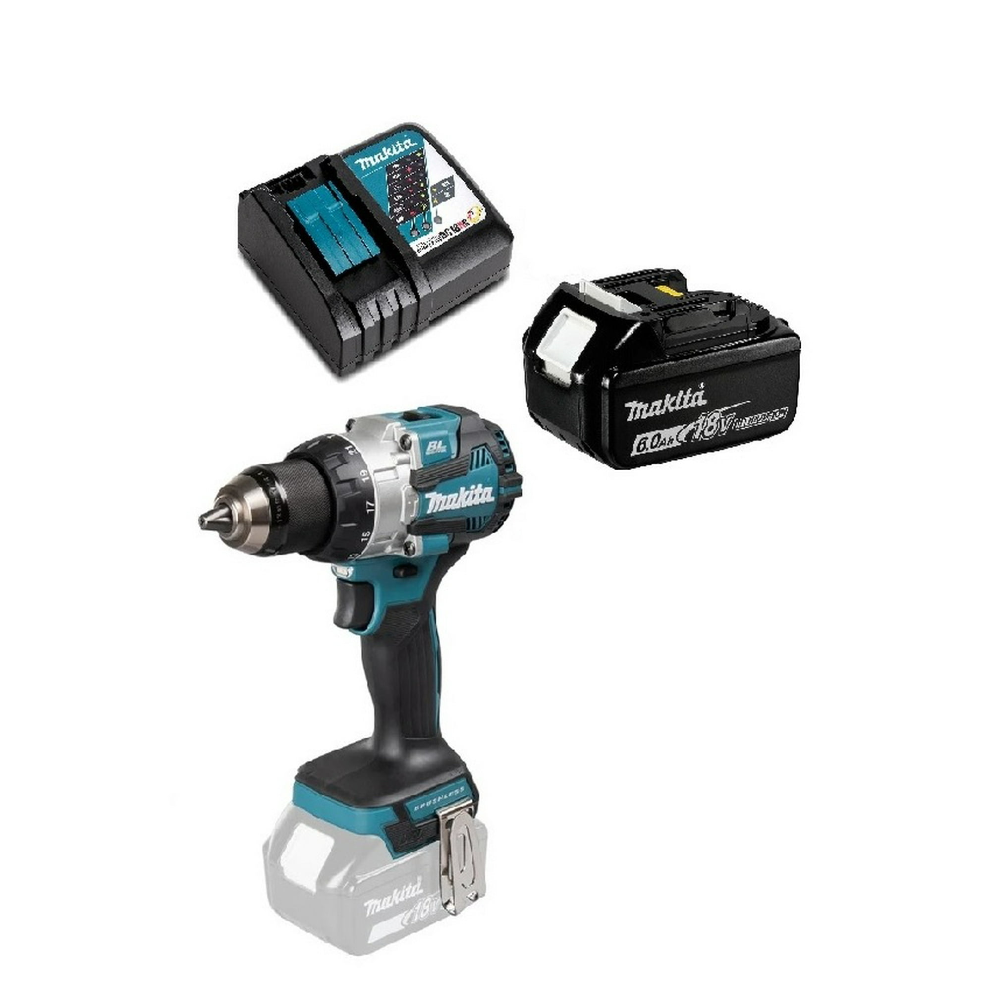 Taladro Brushless Atornillador Percutor 110nm Makita Dhp489, Mas Bateria 6 Ah Y Cargador