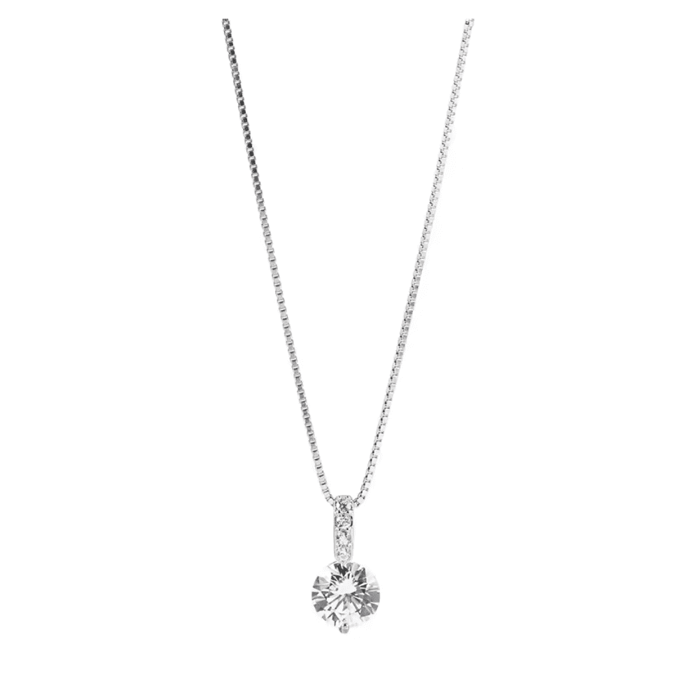 Fershop - Collar Plata Punto De Luz Circon 40 Cm