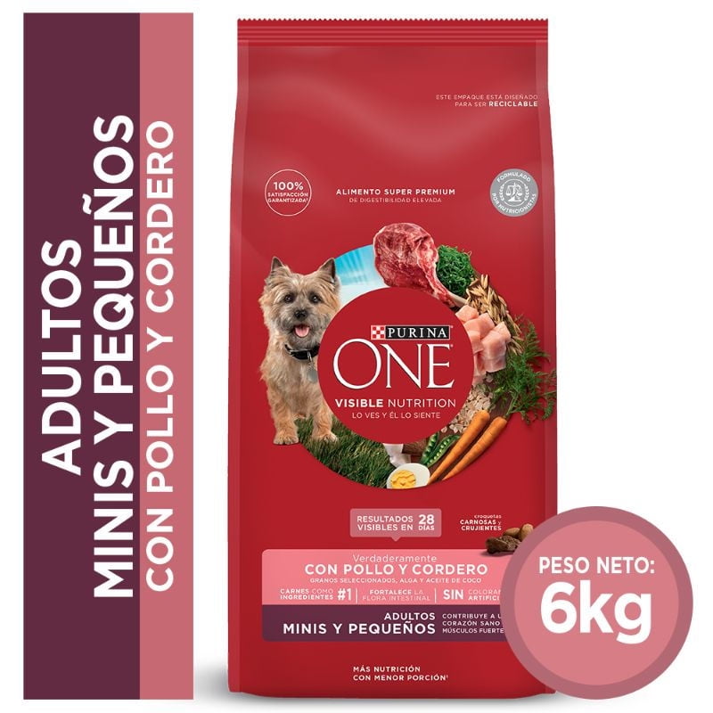 Purina One - Alimento Seco Perro Adulto Raza Pequeña Pollo Y Cordero Bolsa