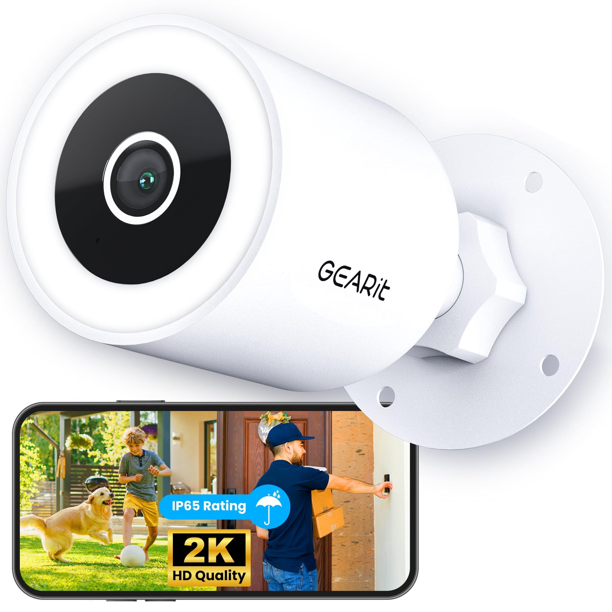 Cámara De Seguridad Gearit Exterior 2k Hd Ip65 Resistente Al Clima