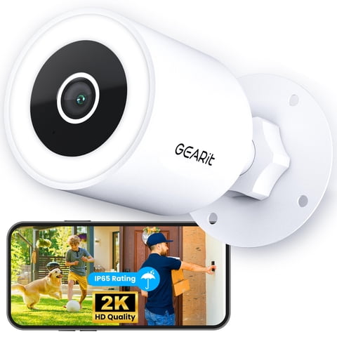 Cámara De Seguridad Gearit Exterior 2K Hd Ip65 Resistente Al Clima