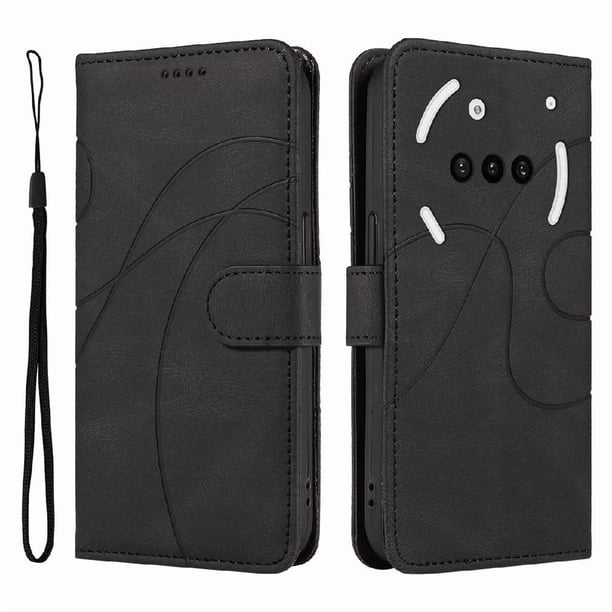 Funda tipo cartera con tapa para Nothing Phone 3A con tarjetero, soporte y cubierta magnética Negro