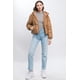 thumbnail image 4 of Chaqueta Puff Con Capucha Y Cierre De Cuero Sintético Pu Camel, 4 of 5