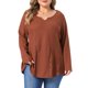thumbnail image 1 of Agnes Orinda Conjuntos de Halloween Blusa de Mujer Talla Grande Tejido de Gofre Cuello en V con Encaje Manga Larga Casual Diario Peplum 2X Óxido, 1 of 6