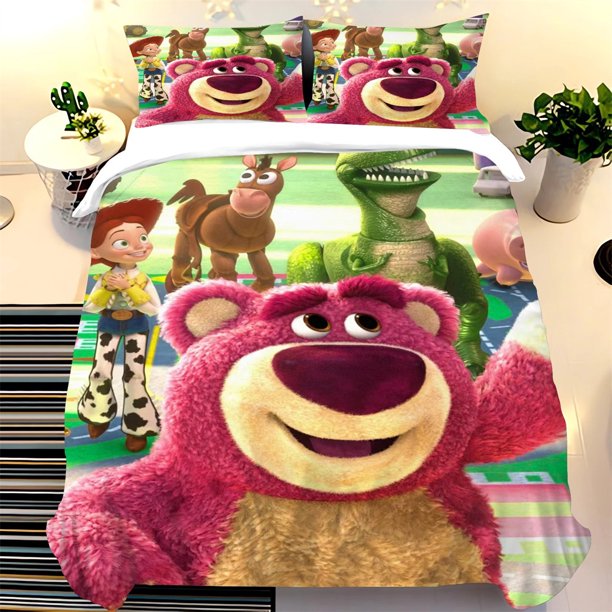 x154 Bed SheetsCartoon Toy Story Cartoon ed Bedding Duvet Cover Piece Set, Kids and Adults Bedroom Decoration 3-Piece Bedding Set (1 Duvet Cover + 2 Pillow Shams) nj154