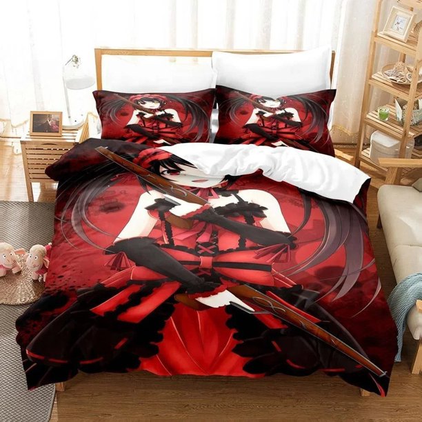 Kawaii Girls Date A Live IV Bedding Set Bed Set Adult Kid Bedroom Duvetcover Sets Bed Sheets