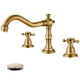 thumbnail image 1 of Grifo para lavabo de baño gotonovo, 3 orificios, de latón envejecido extendido, 1 of 9