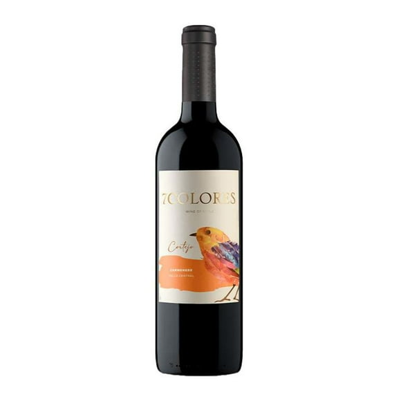 Vino Tinto Carmenere 7Colores Cortejo 13° Botella, 750 ml