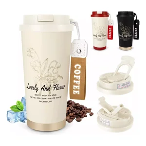 Max - Termo Para Cafe Mug Vaso Termico 530Ml Sellable Inoxidable Blanco