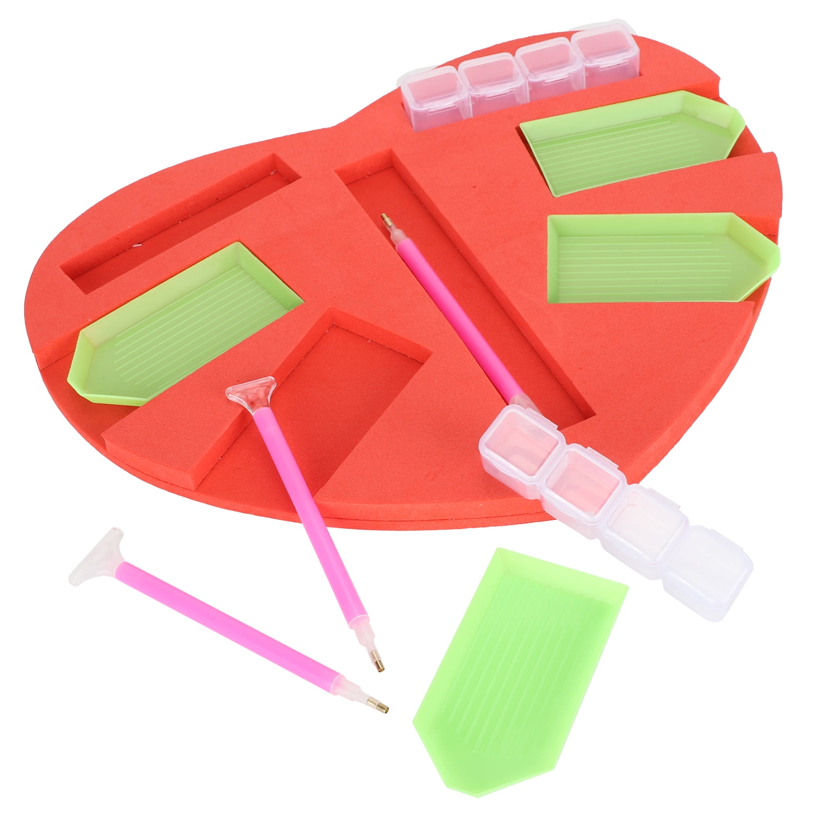 Kit De 10 Herramientas Para Pintar Con Diamantes Bandeja Con Forma De Corazón Estante De Almacenamiento Bolígrafo Suministros De Bricolaje