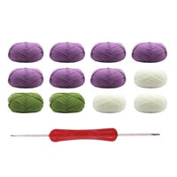 Magideal - Kit De Ganchillo Para Manualidades De Tejido Manta Decorativa Juego De Inicio Con Accesorios De Hilo Diseño Creativo Adecuado Para Regalos Y Decoració Púrpura Blanco