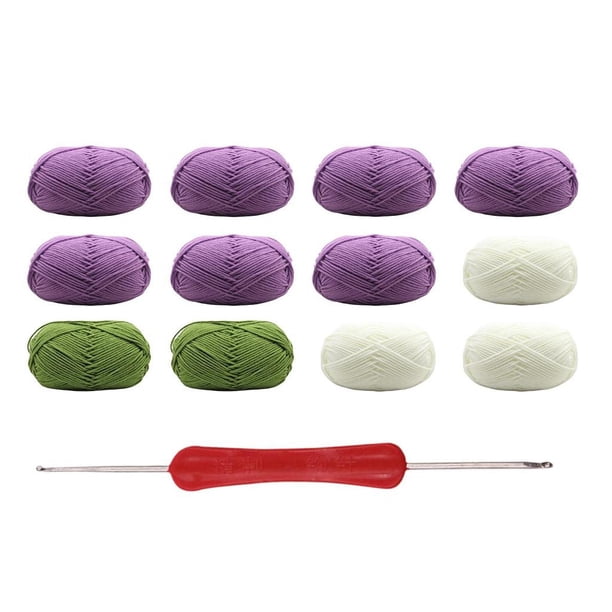 Kit de Ganchillo para Manualidades de Tejido Manta Decorativa Juego de Inicio con Accesorios de Hilo Diseño Creativo Adecuado para Regalos Y Decoració Púrpura blanco