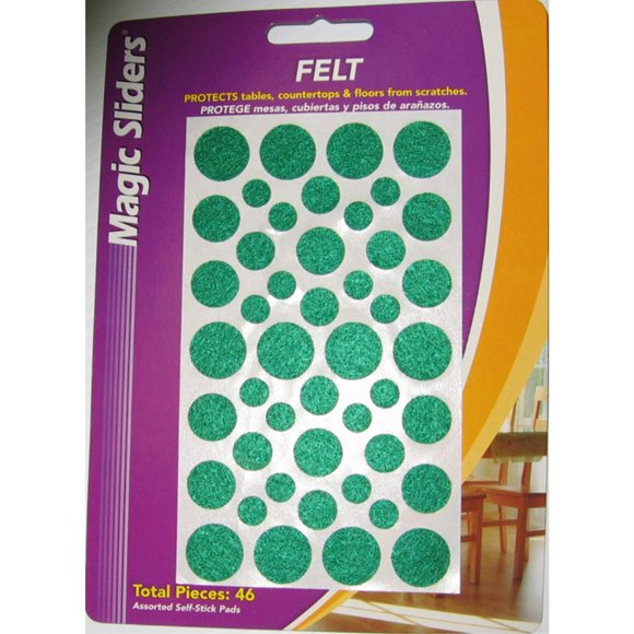 Protector de suelo Magic Sliders para muebles, almohadillas de fieltro, color verde, paquete de 46