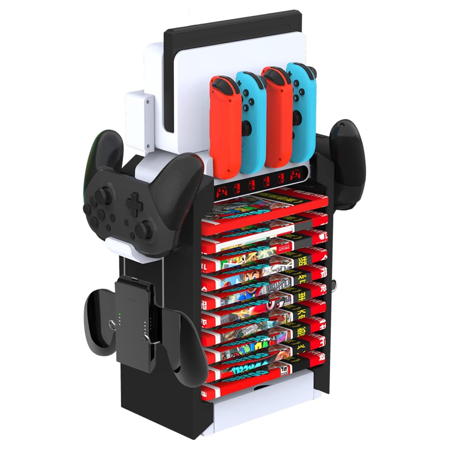 Genérico - Estación Organizadora De Cartuchos De Juegos Con Cargador De Controladores Soporte De Almacenamiento Multifuncional Para Nintendo Switch Y Dock Oled Con Soporte Para Gamepad