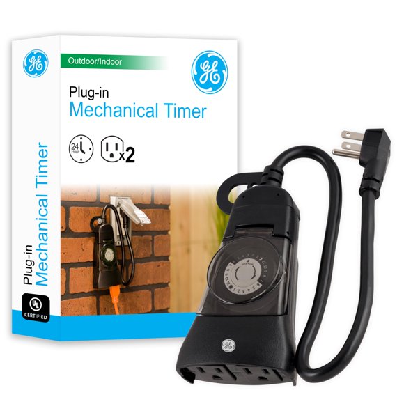 Temporizador GE de 24 h con Doble Toma Resistente a la Intemperie