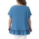 thumbnail image 3 of Agnes Orinda Mujeres Tallas Grandes Escuela Universidad Día de San Patricio Tops Dobladillo en Capas Cuello Redondo Camisetas de Manga Corta Blusa Casual de Verano Flowy 4X Azul, 3 of 6