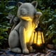 thumbnail image 1 of Estatua Solar De Jardín De Gato Con Farol 22 X 13 Cm, 1 of 8