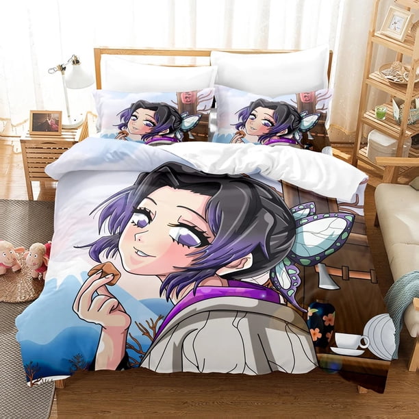 Kochou Shinobu Bed LinenDemon Slayer Bedding Set Teens Boys Duvet Cover Sets