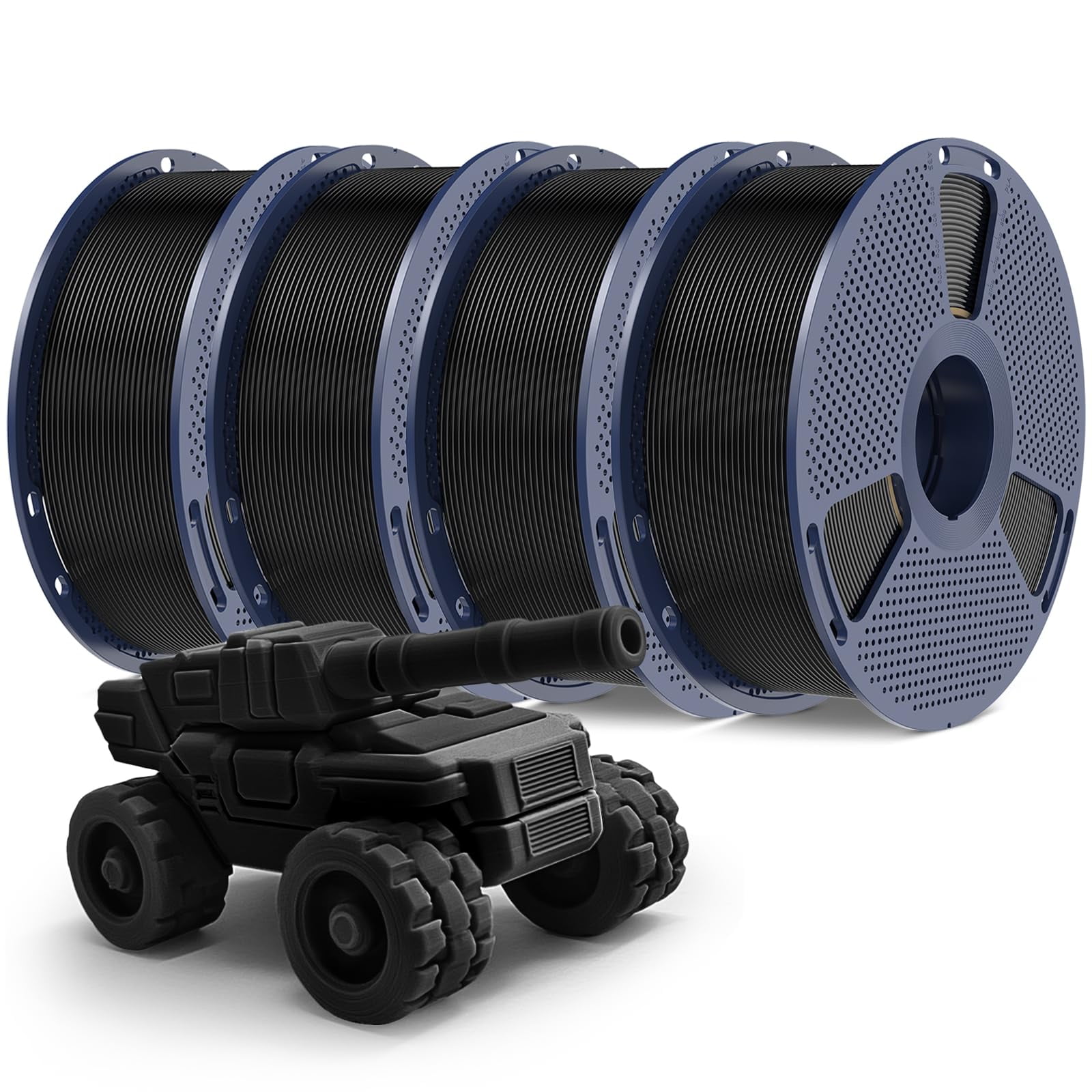 Yoopai - Filamento Para Impresora 3d Sunlu Petg De 1,75 Mm, 4 Kg, Negro, Paquete De 4