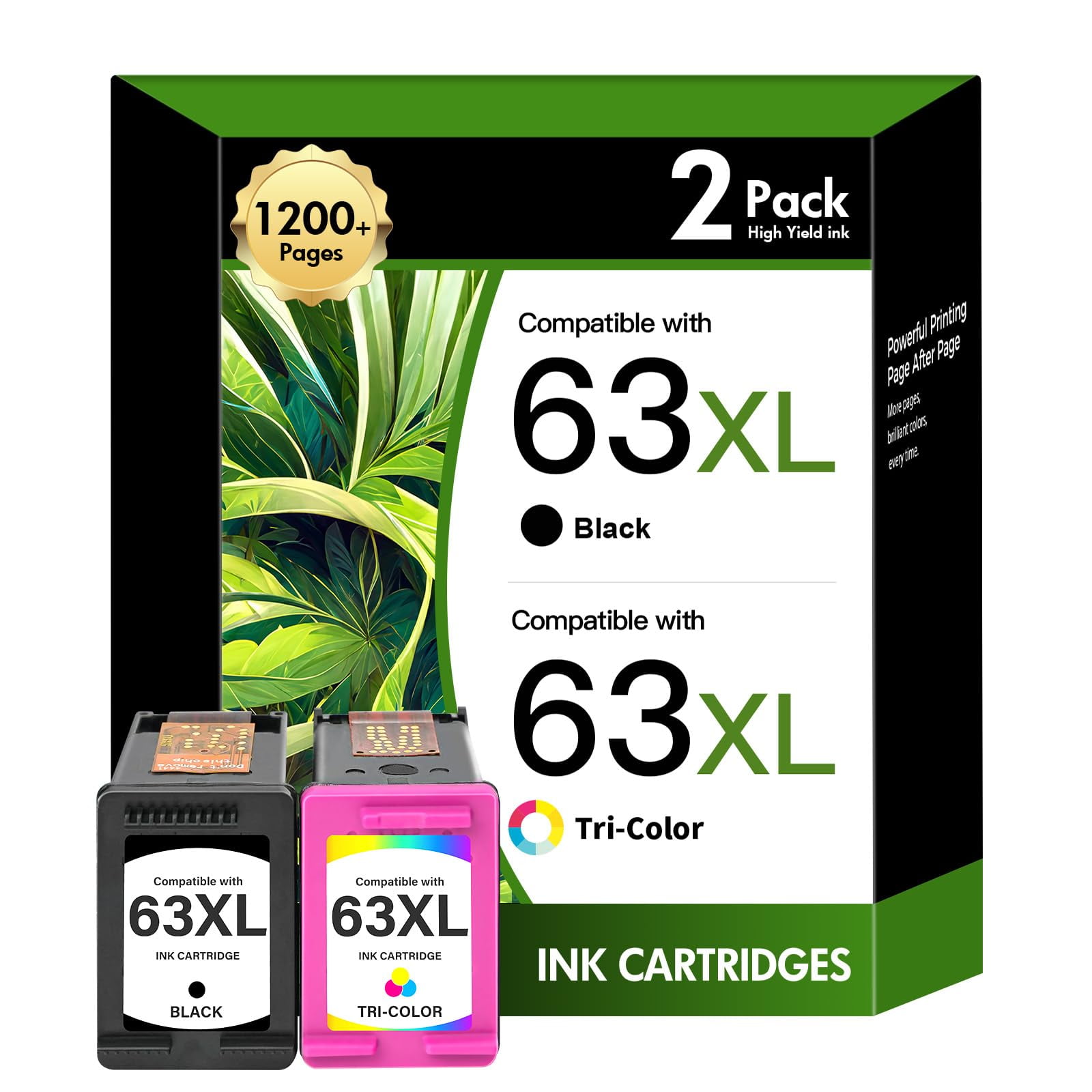 Cartuchos De Tinta Victoner 63xl Negro Y Tricolor, Paquete De 2
