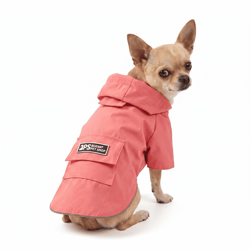 Capa Impermeable para Perritas Pequeñas y Medianas– Rosado Reflextante - Talla L