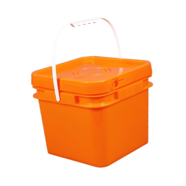 Cubo cuadrado con mango y tapa, cubo multipropósito para todo uso, contenedor de almacenamiento de alimentos para construcción, pintura, jardinería D 8L 237x237x2095cm