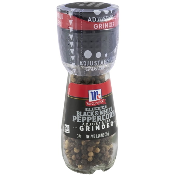 Molinillo de condimentos McCormick Premium en grano blanco y negro