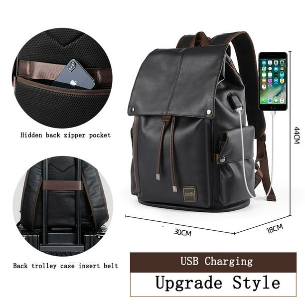 2024 Lether Men Backpack Vintage For Teenager Laptop PC Portable Bags Designer Boys Travel Backpack Thin School Luxury Mochila