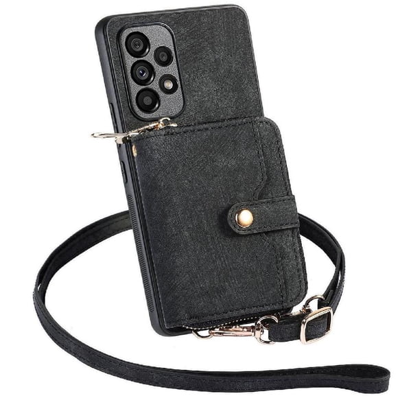 Funda Tipo Cartera con Correa Cruzada para Samsung Galaxy A53 Protección Contra Golpes Negro