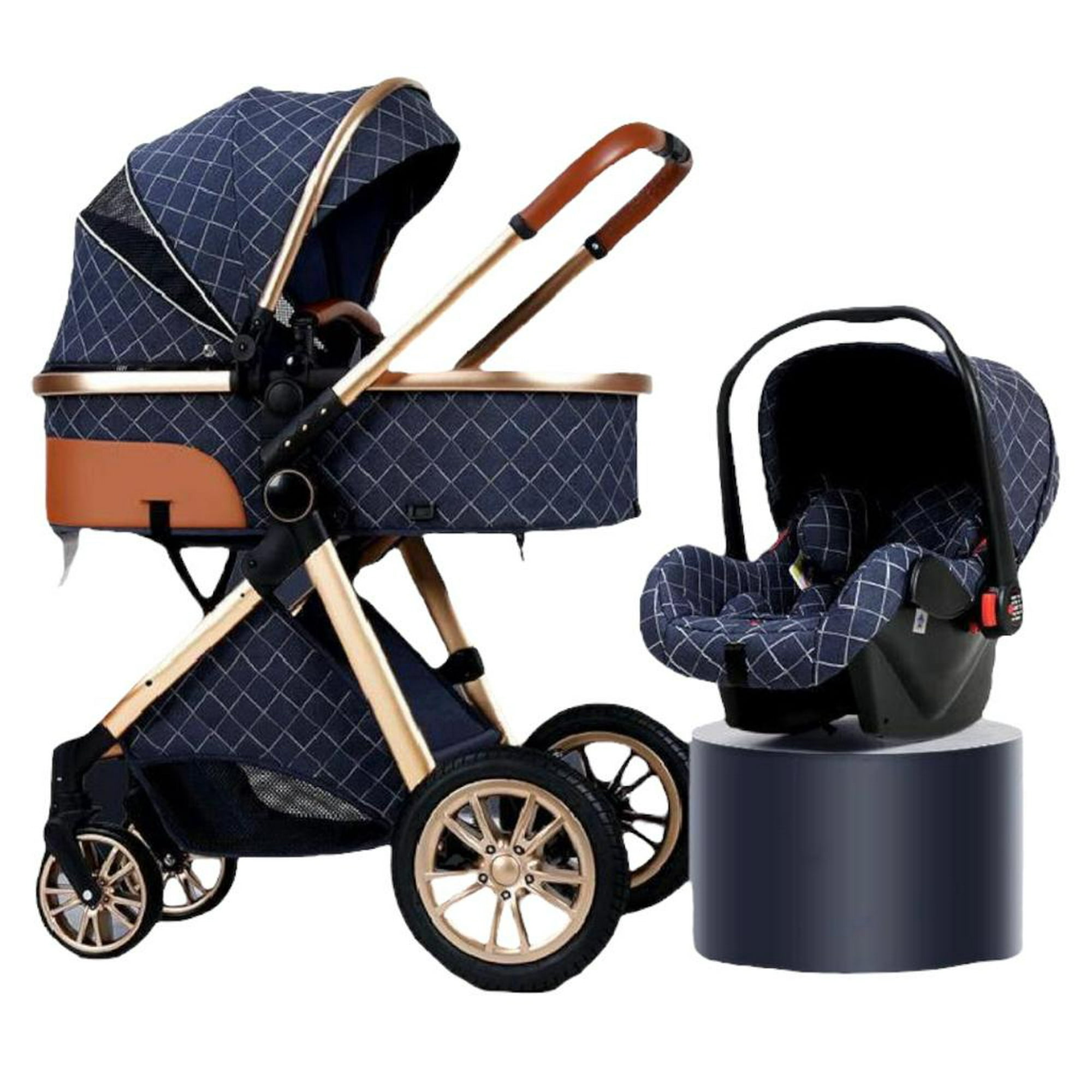 Coche Cuna Con Silla Nido Y Accesorios Lubabycas Azul