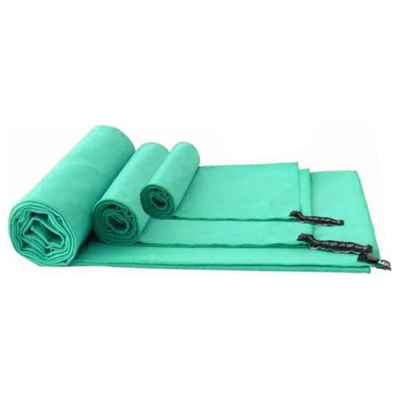 Set 3 Toallas Baño Viaje Microfibra Secado Rápido Menta