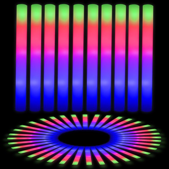 Barras luminosas de espuma EXCECAR, 42 unidades, luces LED, 3 modos de parpadeo
