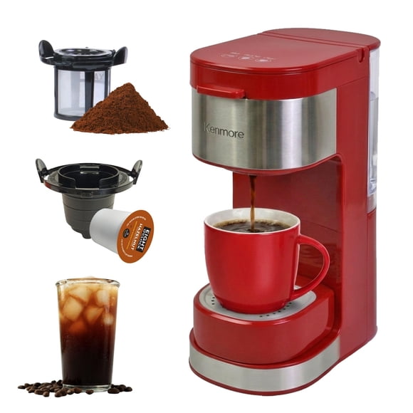 Cafetera de una taza Koolatron K‑Cup/Café molido, color rojo, con apagado automático