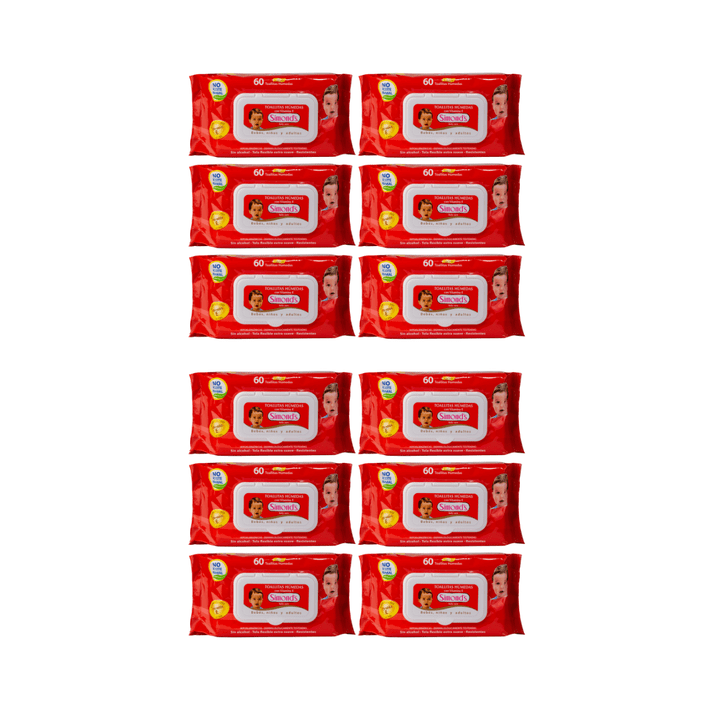 Simonds Industries - Pack 12 Toallitas Húmedas Simonds Baby Care 60un , Hipoalergénicas,