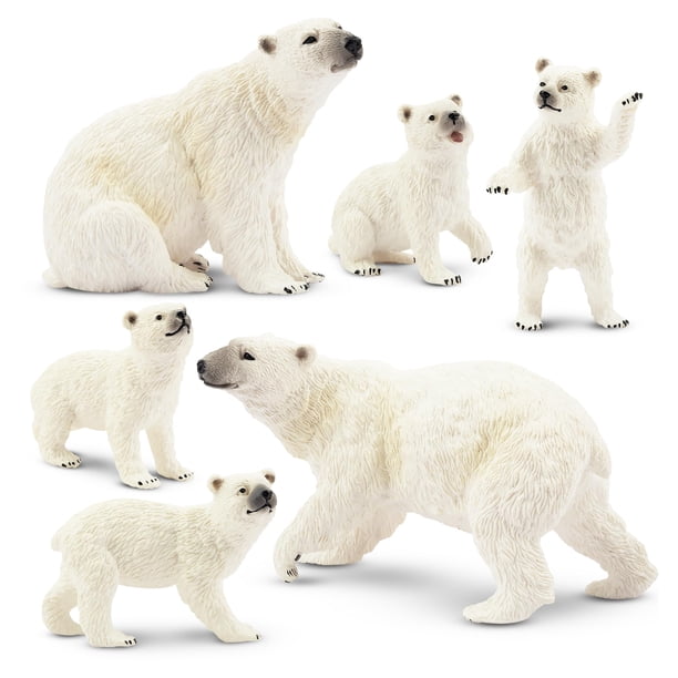 Figura de juguete Toymany de la familia de osos polares, 6 unidades, para niños mayores de 3 años