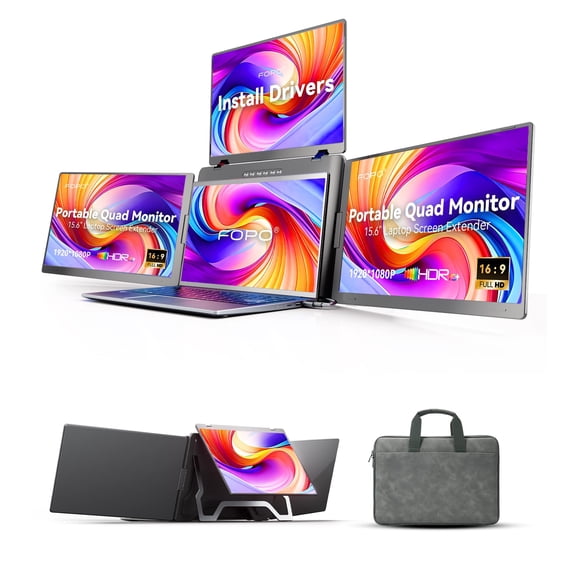 Extensor de Pantalla para Laptop FOPO 15.6" FHD Cuádruple Monitor