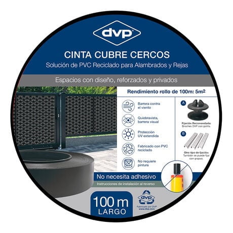 Cinta Cubre Cercos Dvp 100 M Rollo 1 Unidad – Rinde 5 M²